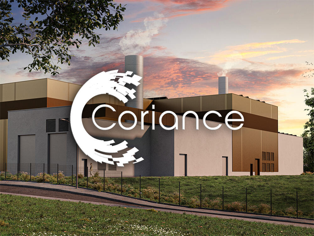 Rendu 3D d'architecture extérieur d'une usine biomasse du groupe Coriance