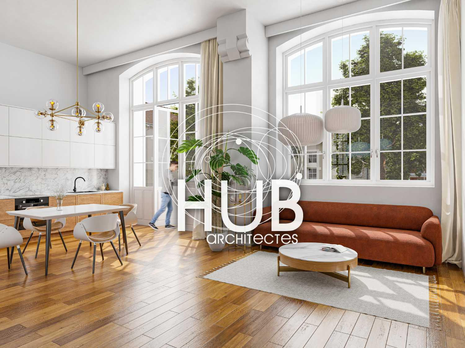 Rendu 3D d'architecture intérieur et extérieur de l'école La Monnaie de Limoges en résidence